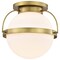 Nuvo Lakeshore 1-Light Large Flush Natural Brass White Opal Glass 60/7782 - alternate 6
